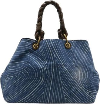 Bottega Veneta Pre-owned Handbags, female, Blue, Size: ONE SIZE Pre-owned Canvas Tote