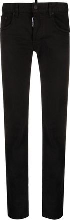 Dsquared2 logo-patch straight-leg jeans - women - Cotton/Cotton/Elastane/Calf Leather - 38 - Black