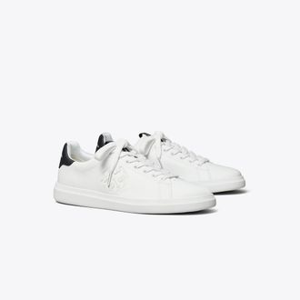 Tory Burch Womens Howell Court Sneaker in White/Blue, size 8.5