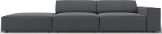 BLOOMINGLOFT 3-Sitzer Designsofa Jodie mit Ottomane links - Strukturstoff