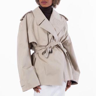 Balenciaga Classic Fit Cropped Trench Coat, Brand Size 2 (Medium)