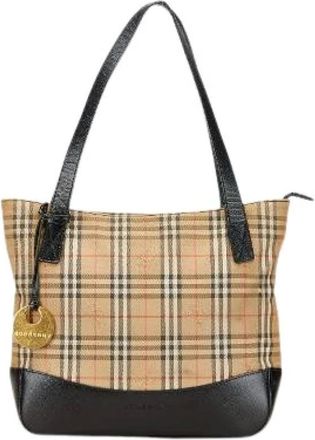 Burberry Pre-owned Shoulder Bags, female, Beige, Size: ONE SIZE Pre-owned Canvas handbags