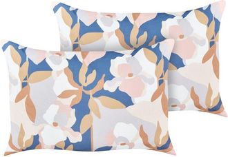 Beliani Conjunto De 2 Cojines De Jard&iacute;n Almohada De Exterior 40 X 60 Cm Poli&eacute;ster Impermeable Estampado Floral Multicolor Verezzi