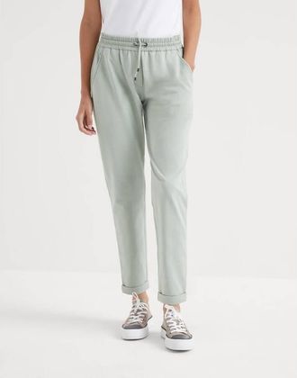 Brunello Cucinelli Light Green Cotton Trousers, Size X-Small
