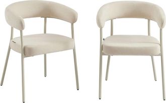 Pantone Lote de 2 sillas de tela y patas de metal beige arena