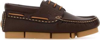Fendi Chocolate Leather Fendi Deck Loafers