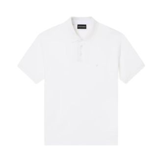 Emporio Armani Polo Shirts, male, White, Size: 2XL Cotton Polo Shirt