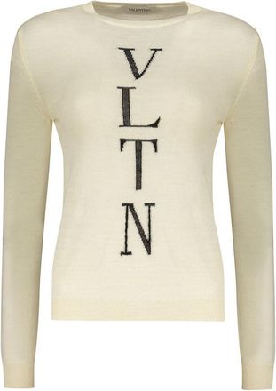 Valentino WomenS Ivory Wool Crewneck Sweater, Size 44