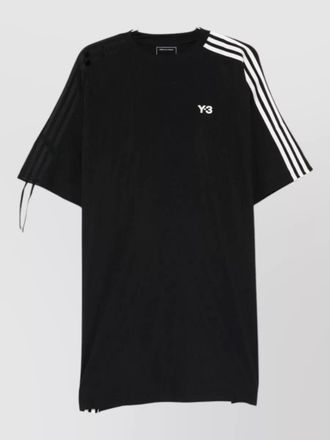 Yohji Yamamoto crew neck dress three stripe tie detail