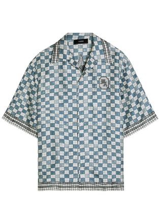 Amiri Chateau Checked Silk Shirt - Steel - XL