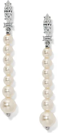 Nadri Undersea Cubic Zirconia & Imitation Pearl Linear Drop Earrings in Rhodium at Nordstrom