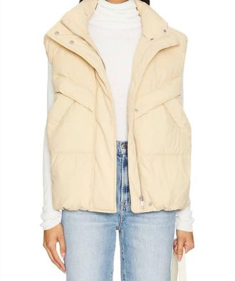 Pistola Denim Joss Puffed Vest In Warm Sand
