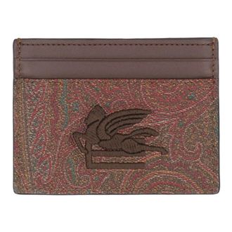 Etro Etro, Wallets & Cardholders, female, Brown, Size: ONE SIZE Paisley Jacquard Card Holder with Leather