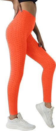 Generic High Waist Leggings for Women UK, Womens Honeycomb Waffle Leggings High Waisted Butt Lift Yoga Pants Elastic Sports Push Up Tummy Control Workout Gym 