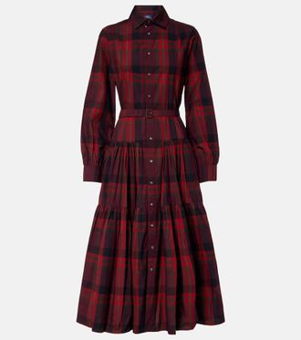 Polo Ralph Lauren Belted plaid cotton-blend shirt dress