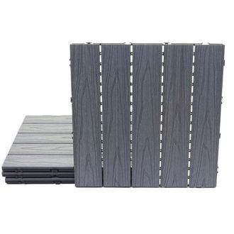 Hhg Baldosa De Wpc Hhg 173, Aspecto Madera Balc&oacute;n/terraza, Estructura 3d Linear Revestida-gris, 4x 50x50cm C/u = 1m2
