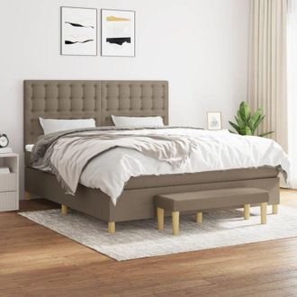 vidaXL Vidaxl - Cama Box Spring Con Colch&oacute;n Tela Gris Taupe 180x200 Cm