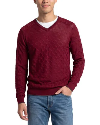 Raffi Jacquard Wool-Blend V-Neck Sweater