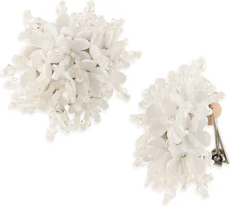 Oscar De La Renta Firework Clip-On Earrings in White at Nordstrom