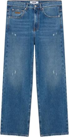 Msgm 4040Mp 236L Wide Jeans - Heren - Loose Fit Jeans - Blauw - L - Katoen - Jeans