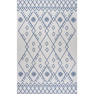 Jonathan Y Designs Boho Moroccan Indoor/Outdoor Area Rug in Ivory/navy at Nordstrom, Size 3Ft 0In X 5Ft 0In