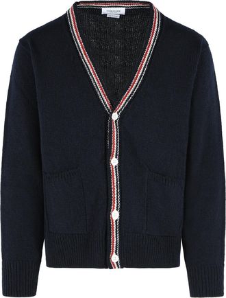 Thom Browne Hector Cardigan In Navy Wool And Mohair Blend