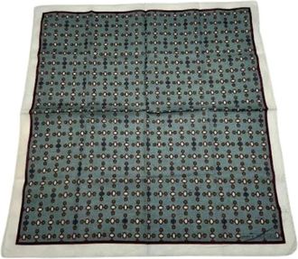 Gucci Pre-owned Paolo Vintage Horsebit Scarf - Dames - Vintage Accessoires - Blauw - ONE Size - Katoen - Vintage