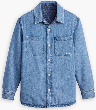 Levi's Mens Bryant Snap Button Solid Patterned Overshirt - Greenpoint - Size: 42/Regular