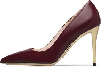 Loriblu Glanzende leren pump met sculptuurhak - Dames - Pumps - Rood - 36 EU - Leer - Schoenen