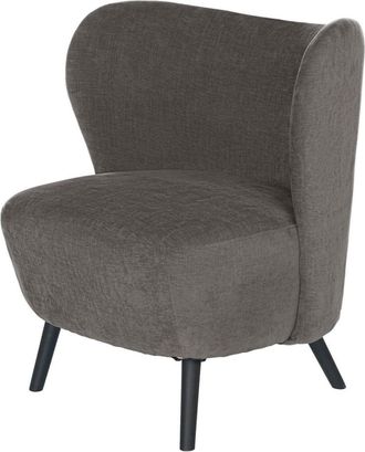 Koketto Home Sillón tapizado en suave gris oscuro con patas negras
