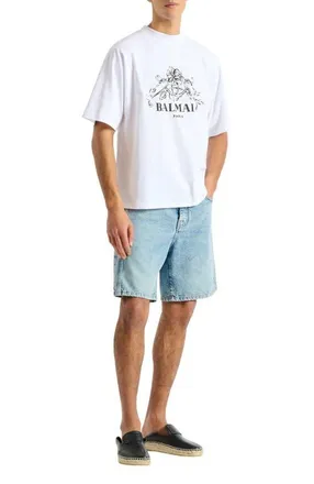 Balmain Printed Balmain Vine T-shirt in White at Nordstrom, Size Xxx-Large