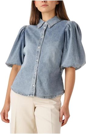 Janice Blauwe Lars Blouse- Veelzijdig en Elegant - Dames - Spijkeroverhemden - Blauw - XS - Overhemden