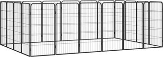 vidaXL Jaula Perros 20 Paneles Acero Recubierto Polvo Negro 50x100cm Vidaxl