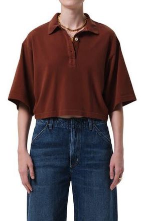 Citizens Of Humanity Lowen Oversize Cotton Polo in Chai Md Brown at Nordstrom Rack, Size X-Small