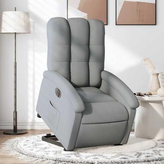 vidaXL Sill&oacute;n El&eacute;ctrico Reclinable Elevable De Tela Gris Claro Vidaxl