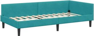 vidaXL Corner Bed Frame with Headboard Turquoise 80 cm x 200 cm Fabric vidaXL