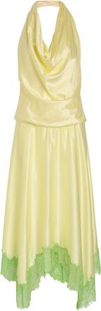 Staud Elira Lace-trim Stretch-silk Midi Dress - Yellow - S (UK8-10 / S)