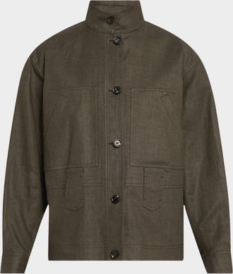 Loro Piana Jaylon Structured Linen Wool Field Jacket