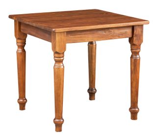 Biscottini International Biscottini - Mesa Fixo De Estilo Country De Madera Maciza De Tilo Acabado Con Efecto Nogal 80x80x78 Cm