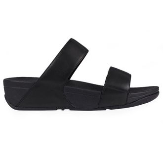 FitFlop Lulu Slides Leather Womens Slides Sandals - All Black - Size:UK 5.5