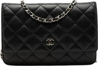 Chanel Pre-owned Wallet on Chain - Dames - Vintage Schoudertas - Zwart - ONE Size - Leer - Vintage