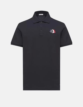 Moncler Mens TRIPLE LOGO POLO SHIRT - Navy - Size: 38