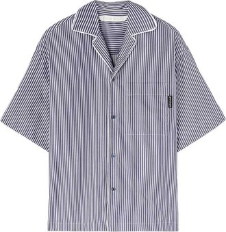 Palm Angels Curved Logo-Print Striped Shirt