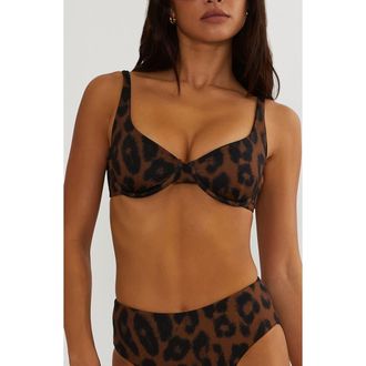 Beach Riot Lulu Underwire Bikini Top in Caramel Leopard at Nordstrom, Size X-Large