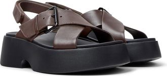 Camper Tasha X-Strap Platform Sandal in Medium Brown at Nordstrom, Size 39