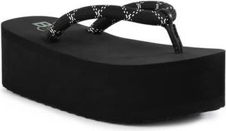 BC Footwear A Pretty Penny Platform Sandal in Black/White Rope at Nordstrom, Size 9.5