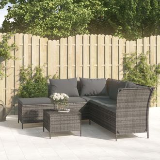 vidaXL Vidaxl - Set Divani Da Giardino 4 Pz Con Cuscini In Polyrattan Grigio