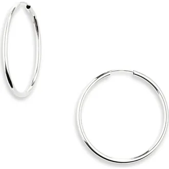 Bony Levy Essentials 14K Gold Thin Hoop Earrings in White Gold at Nordstrom