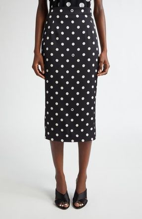Dolce & Gabbana Polka Dot Stretch Silk Pencil Skirt in Black at Nordstrom, Size 12 Us