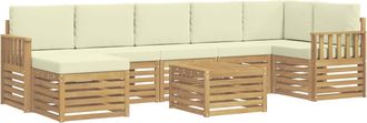 vidaXL Conjunto De Sof&aacute;s De Exterior 8 Uds. Blanco Y Crema Poli&eacute;ster Vidaxl